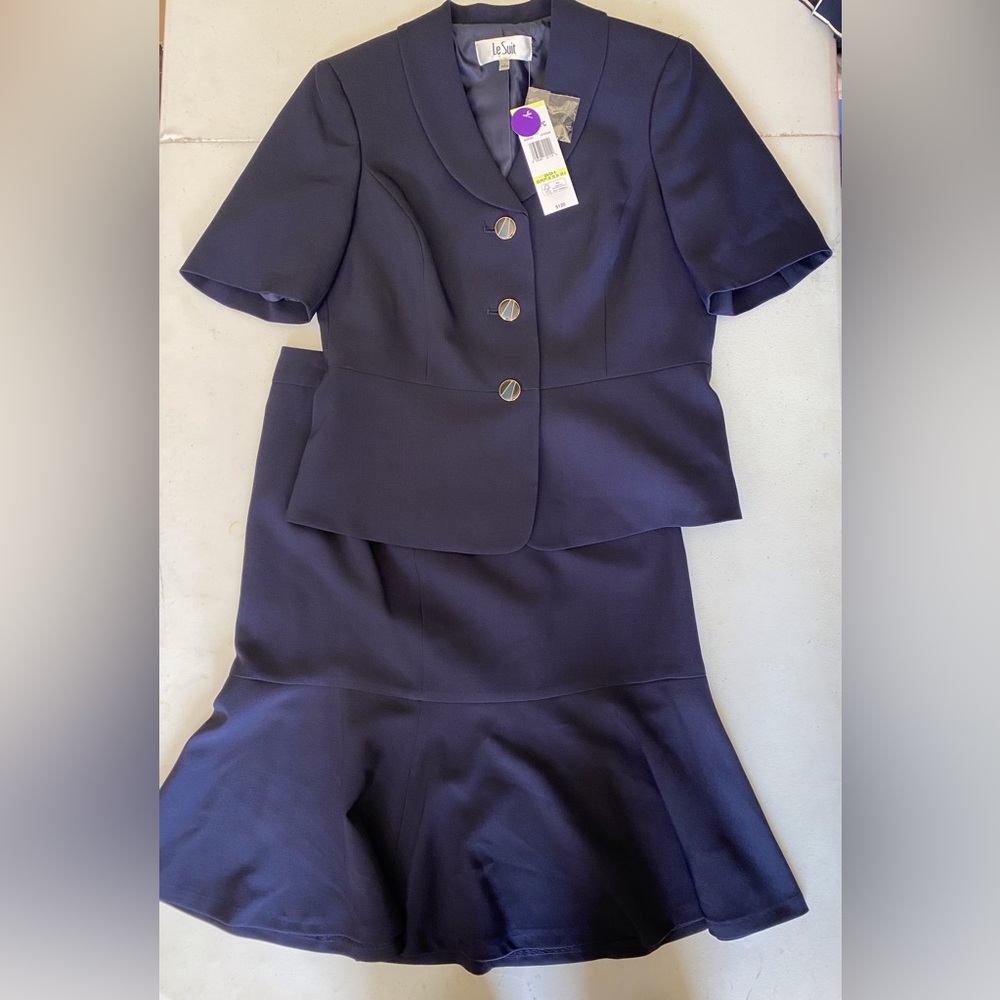 Le Suit Navy Blue Pantsuit